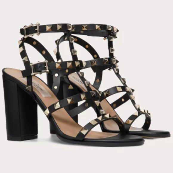 VALENTINO ROCKSTUD ANKLE STRAP SANDAL 90 MM - BLACK - Picture 2 of 9